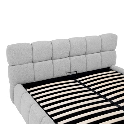 Κρεβάτι Jeby pakoworld ύφασμα σε γκρι απόχρωση με αποθηκευτικό χώρο 160x200εκ