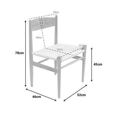 Καρέκλα Conan pakoworld φυσικό ξύλο oξιάς-έδρα φυσικό σχοινί 52x46x78εκ