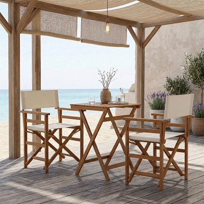 Τραπεζαρία Bistrual-Lazio pakoworld σετ 3τεμ πτυσσόμενο φυσικό μασίφ ξύλο ακακίας 50x50x70εκ