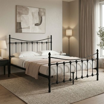 Κρεβάτι Beowulf pakoworld μαύρο μεταλλικό 150x200εκ
