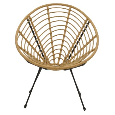 Πολυθρόνα Naoki pakoworld pe ratatn σε φυσική απόχρωση-μέταλλο μαύρο πόδι 78x74x87εκ