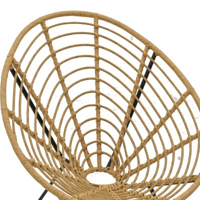 Πολυθρόνα Naoki pakoworld pe ratatn σε φυσική απόχρωση-μέταλλο μαύρο πόδι 78x74x87εκ