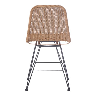 Καρέκλα Pamela pakoworld pe rattan σε φυσική απόχρωση και μαύρα μεταλλικά πόδια 44x58x82εκ