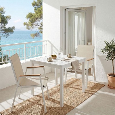 Τραπεζαρία Kliton - Azelie σετ 3τεμ pakoworld αλουμίνιο σε λευκή απόχρωση 80x80x74εκ