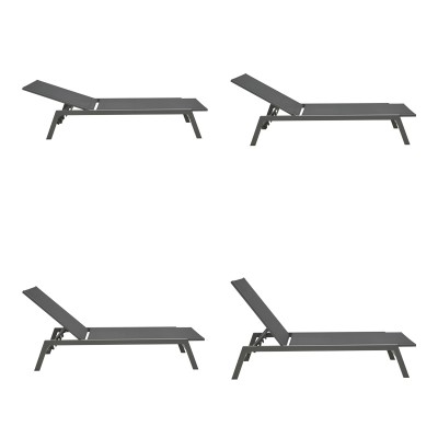 Ξαπλώστρα Boka pakoworld ανθρακί αλουμίνιο και textilene σε μαύρη απόχρωση 60x192x31εκ