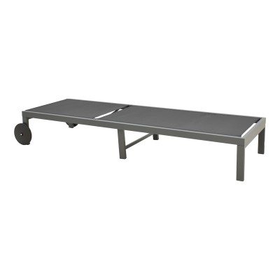 Ξαπλώστρα Mailo pakoworld ανθρακί αλουμίνιο και textilene σε μαύρη απόχρωση 71x206x30εκ