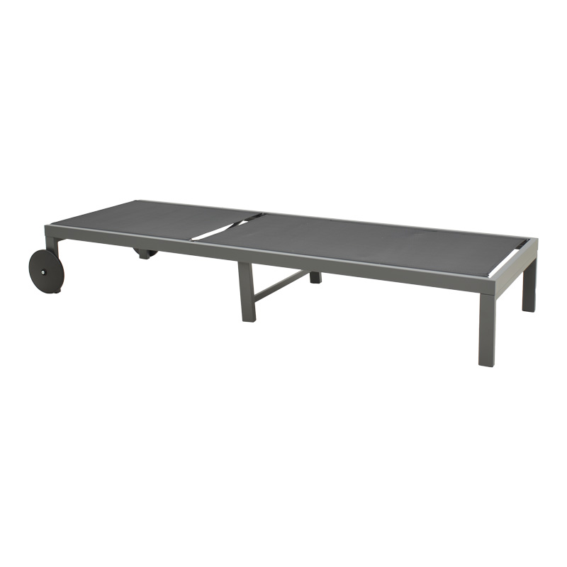 Ξαπλώστρα Mailo pakoworld ανθρακί αλουμίνιο και textilene σε μαύρη απόχρωση 71x206x30εκ