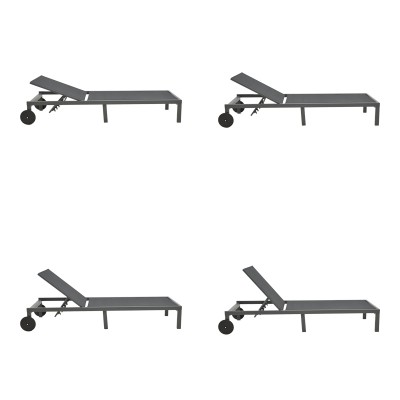 Ξαπλώστρα Mailo pakoworld ανθρακί αλουμίνιο και textilene σε μαύρη απόχρωση 71x206x30εκ