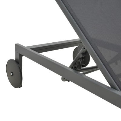 Ξαπλώστρα Mailo pakoworld ανθρακί αλουμίνιο και textilene σε μαύρη απόχρωση 71x206x30εκ