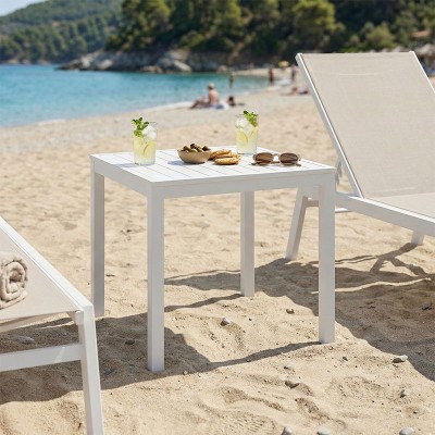 Τραπεζάκι παραλίας Kliton pakoworld αλουμίνιο σε λευκή απόχρωση 45x45x41εκ