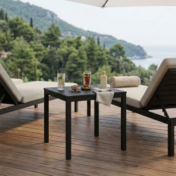 Τραπεζάκι παραλίας Kliton pakoworld αλουμίνιο σε μαύρη απόχρωση 45x45x41εκ