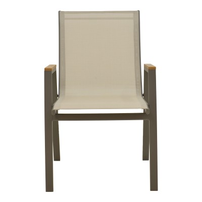 Πολυθρόνα Azelie pakoworld στοιβαζόμενη σαμπανιζέ αλουμίνιο και textilene σε ανοιχτή γκρι απόχρωση 56x75x88εκ