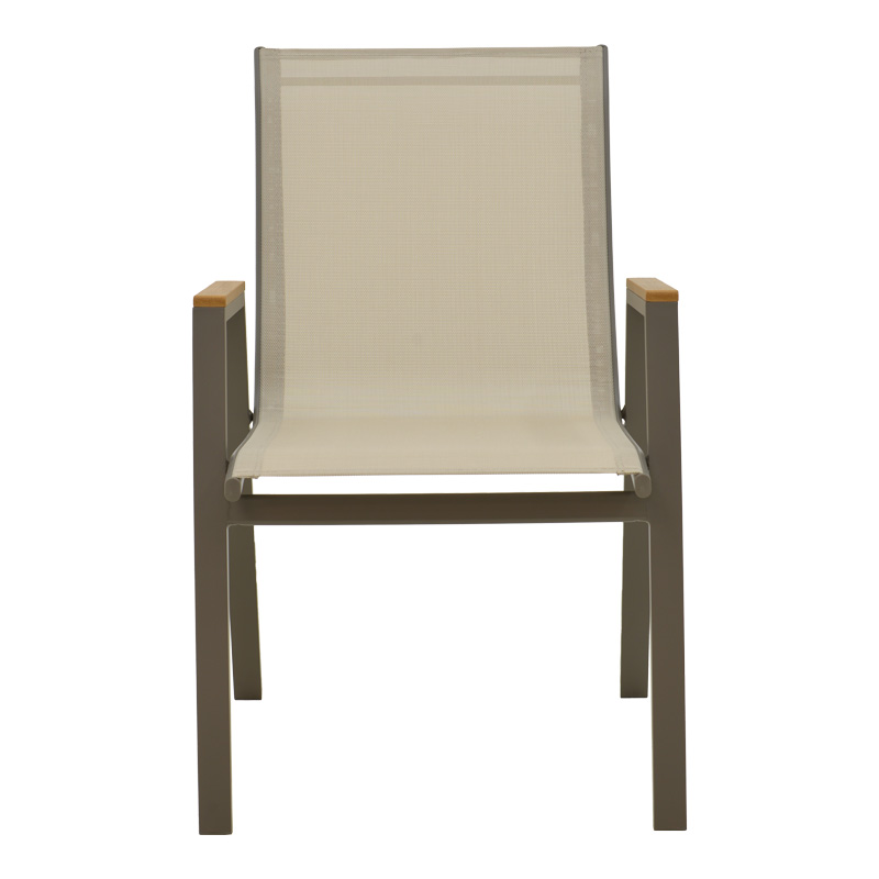 Πολυθρόνα Azelie pakoworld στοιβαζόμενη σαμπανιζέ αλουμίνιο και textilene σε ανοιχτή γκρι απόχρωση 56x75x88εκ