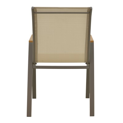 Πολυθρόνα Azelie pakoworld στοιβαζόμενη σαμπανιζέ αλουμίνιο και textilene σε ανοιχτή γκρι απόχρωση 56x75x88εκ