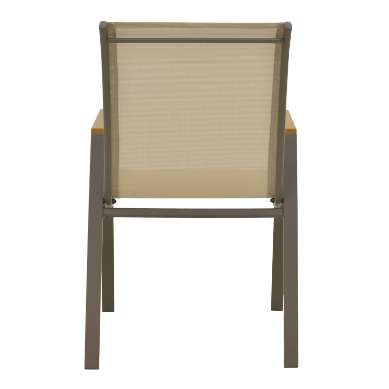 Πολυθρόνα Azelie pakoworld στοιβαζόμενη σαμπανιζέ αλουμίνιο και textilene σε ανοιχτή γκρι απόχρωση 56x75x88εκ