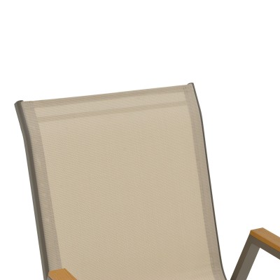 Πολυθρόνα Azelie pakoworld στοιβαζόμενη σαμπανιζέ αλουμίνιο και textilene σε ανοιχτή γκρι απόχρωση 56x75x88εκ