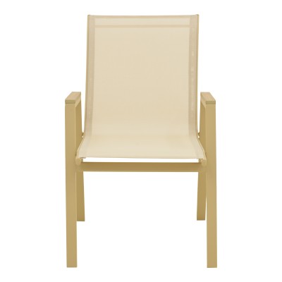 Πολυθρόνα Azelie pakoworld στοιβαζόμενη αλουμίνιο σε cappuccino- textilene σαμπανί 56x75x88εκ