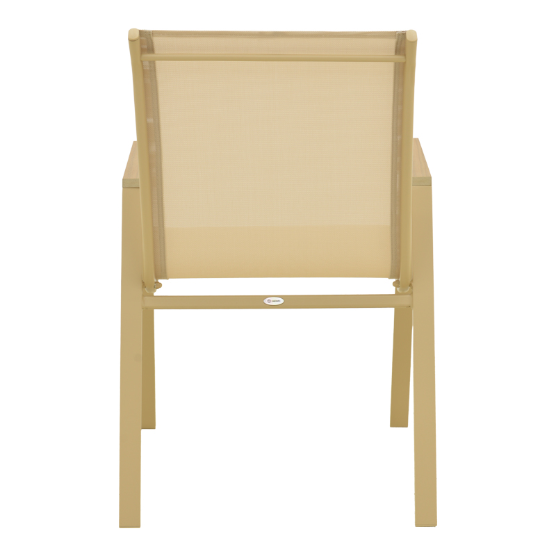 Πολυθρόνα Azelie pakoworld στοιβαζόμενη αλουμίνιο σε cappuccino- textilene σαμπανί 56x75x88εκ