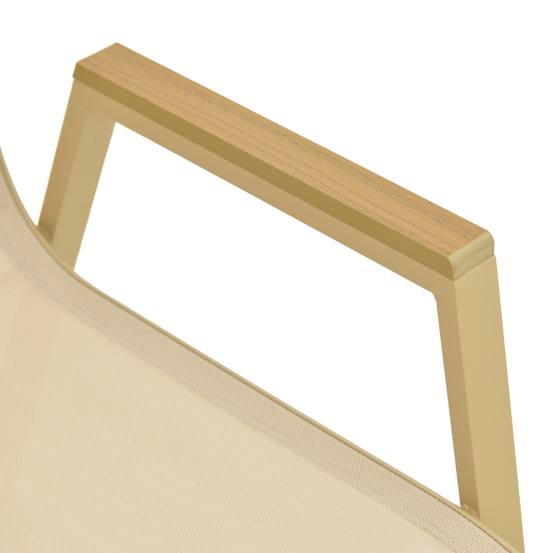 Πολυθρόνα Azelie pakoworld στοιβαζόμενη αλουμίνιο σε cappuccino- textilene σαμπανί 56x75x88εκ