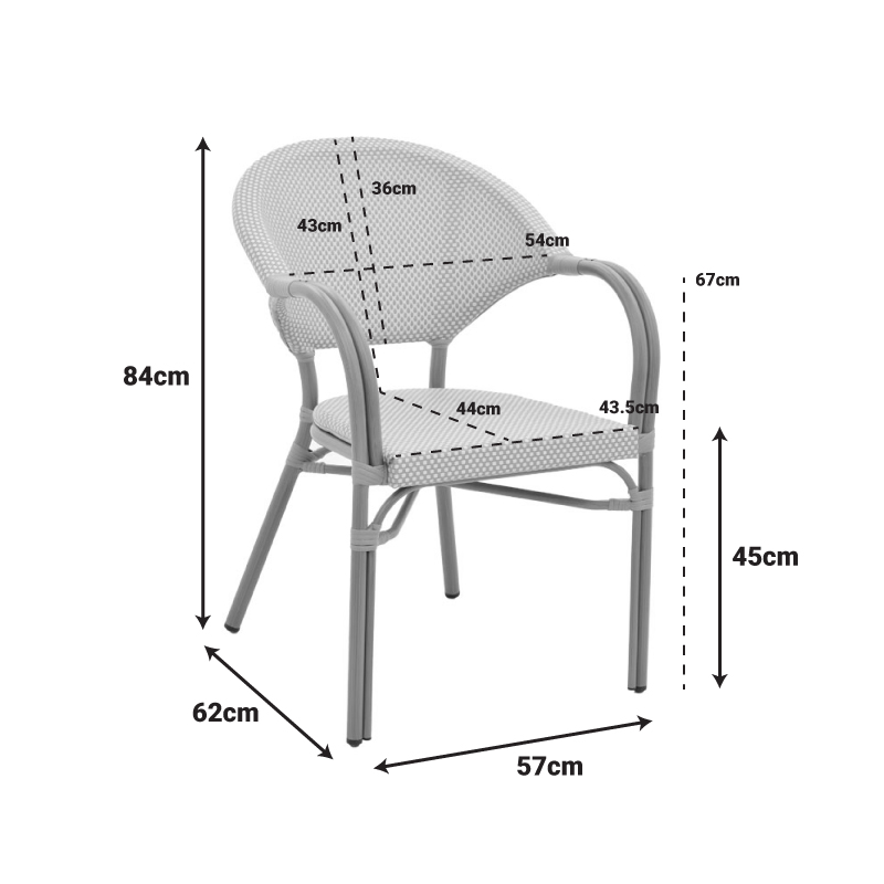 Πολυθρόνα Elyza pakoworld φυσικό αλουμίνιο-μπεζ textilene 57x62x84εκ