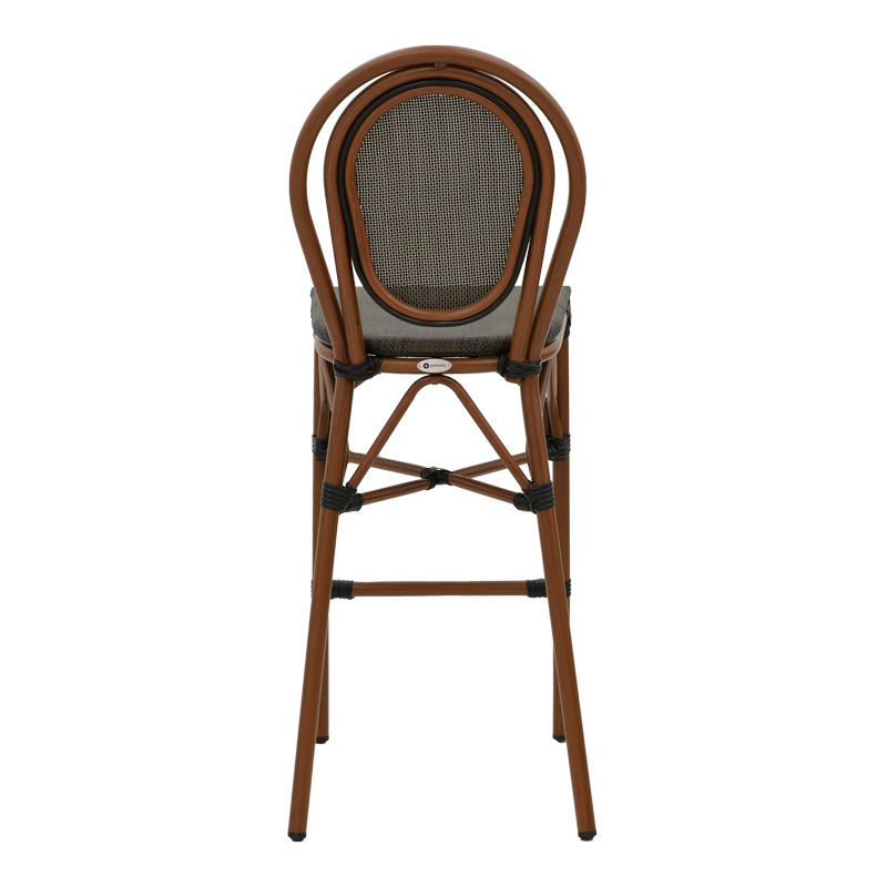 Σκαμπό μπαρ Dezyan pakoworld καρυδί αλουμίνιο-γκρι textilene 41.5x53.5x116εκ