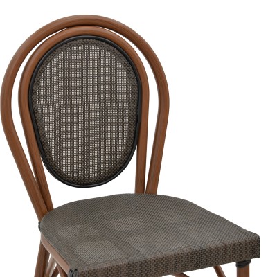 Σκαμπό μπαρ Dezyan pakoworld καρυδί αλουμίνιο-γκρι textilene 41.5x53.5x116εκ