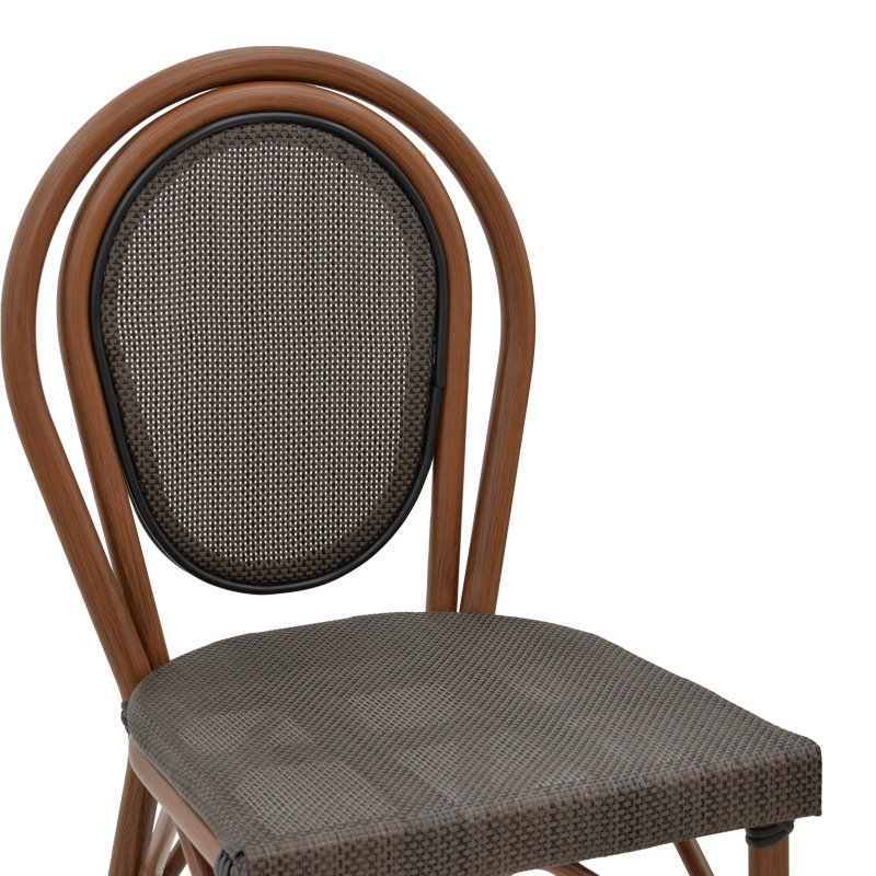 Σκαμπό μπαρ Dezyan pakoworld καρυδί αλουμίνιο-γκρι textilene 41.5x53.5x116εκ