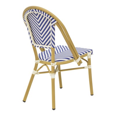 Καρέκλα Uamrin pakoworld στοιβαζόμενη φυσικό αλουμίνιο-λευκό και μπλε pe rattan 46x57x85εκ