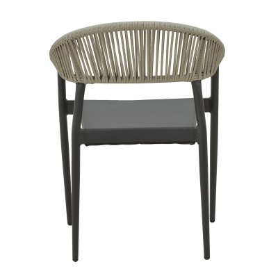 Πολυθρόνα αλουμινίου Elation pakoworld στοιβαζόμενη ανθρακί σκελετός-textilene ανθρακί rattan 56x52x76εκ