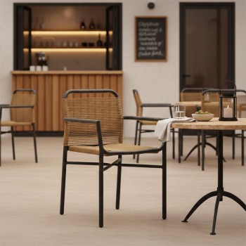 Πολυθρόνα αλουμινίου Clutch pakoworld στοιβαζόμενη ανθρακί σκελετός-φυσικό rattan 55x56x80εκ