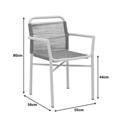 Πολυθρόνα αλουμινίου Clutch pakoworld στοιβαζόμενη ανθρακί σκελετός-φυσικό rattan 55x56x80εκ