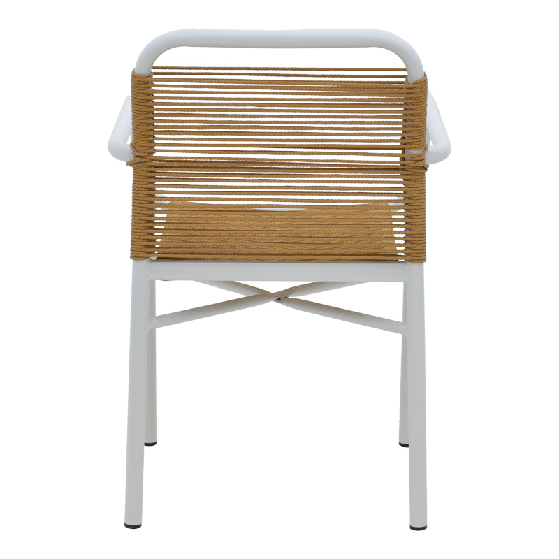 Πολυθρόνα αλουμινίου Clutch pakoworld στοιβαζόμενη λευκός σκελετός-φυσικό rattan 55x56x80εκ