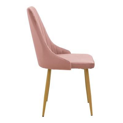 Καρέκλα Azori pakoworld σάπιο μήλο βελούδο με πόδι μετάλλου σε φυσική απόχρωση 49x55x85εκ | 2 τμχ