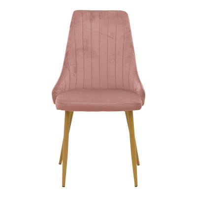 Καρέκλα Azori pakoworld σάπιο μήλο βελούδο με πόδι μετάλλου σε φυσική απόχρωση 49x55x85εκ | 2 τμχ