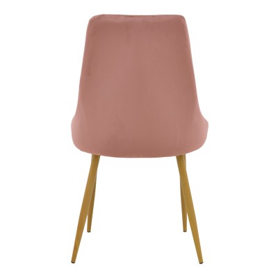 Καρέκλα Azori pakoworld σάπιο μήλο βελούδο με πόδι μετάλλου σε φυσική απόχρωση 49x55x85εκ | 2 τμχ