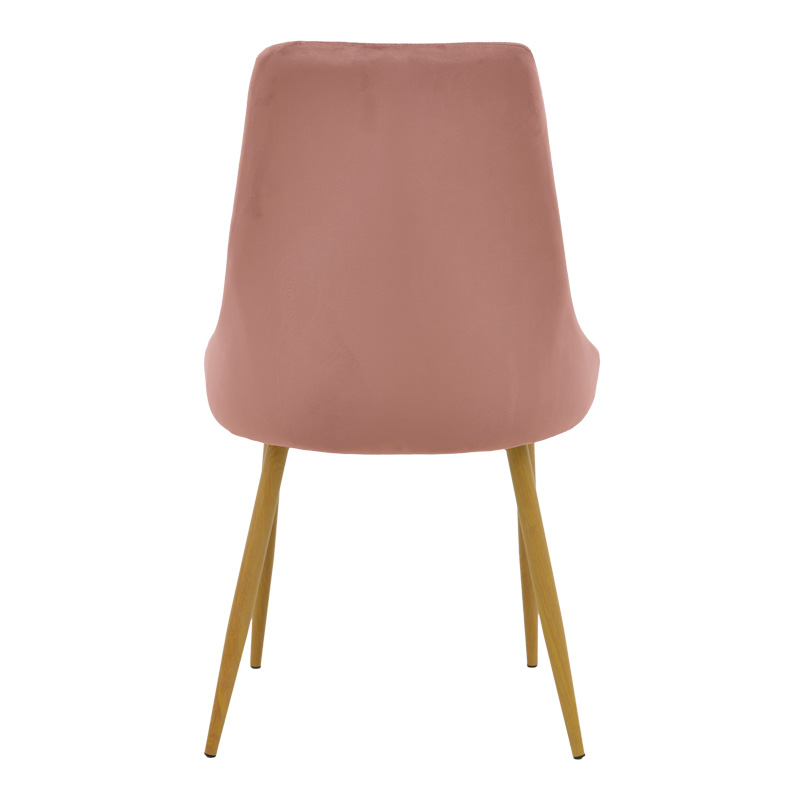 Καρέκλα Azori pakoworld σάπιο μήλο βελούδο με πόδι μετάλλου σε φυσική απόχρωση 49x55x85εκ | 2 τμχ