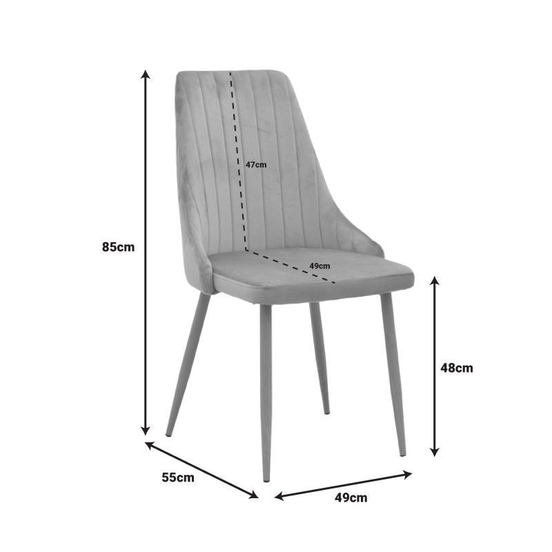 Καρέκλα Azori pakoworld σάπιο μήλο βελούδο με πόδι μετάλλου σε φυσική απόχρωση 49x55x85εκ | 2 τμχ