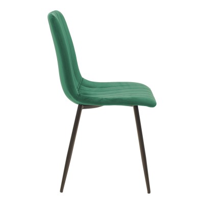 Καρέκλα Noor pakoworld κυπαρισσί βελούδο με πόδι μετάλλου σε μαύρη απόχρωση 44x53x86εκ | 4 τμχ