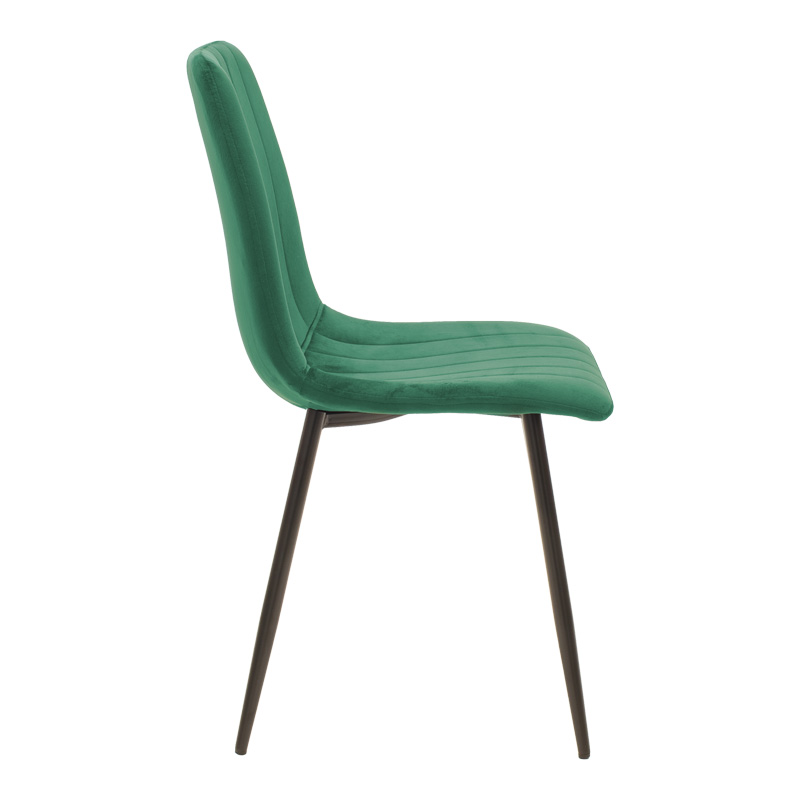 Καρέκλα Noor pakoworld κυπαρισσί βελούδο με πόδι μετάλλου σε μαύρη απόχρωση 44x53x86εκ | 4 τμχ