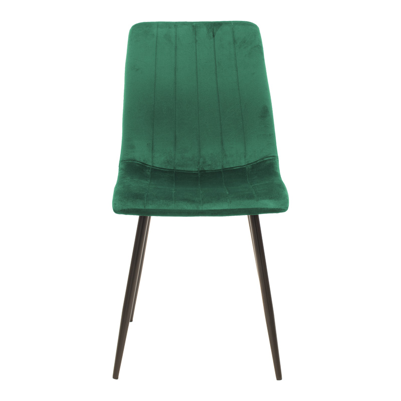 Καρέκλα Noor pakoworld κυπαρισσί βελούδο με πόδι μετάλλου σε μαύρη απόχρωση 44x53x86εκ | 4 τμχ