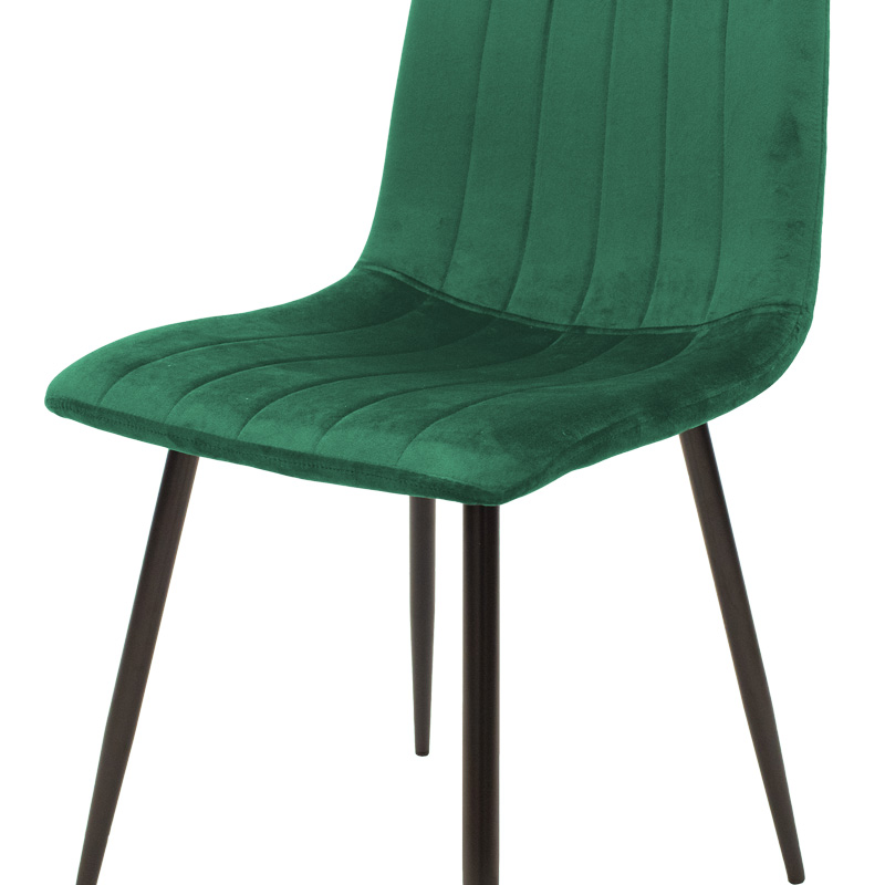 Καρέκλα Noor pakoworld κυπαρισσί βελούδο με πόδι μετάλλου σε μαύρη απόχρωση 44x53x86εκ | 4 τμχ