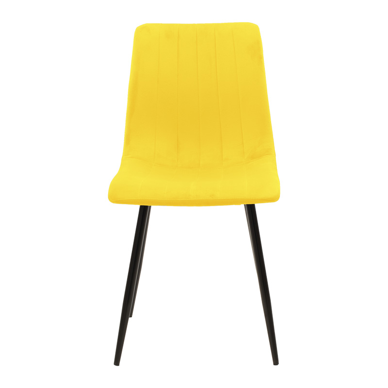 Καρέκλα Noor pakoworld κίτρινο βελούδο με πόδι μετάλλου σε μαύρη απόχρωση 44x53x86εκ | 4 τμχ