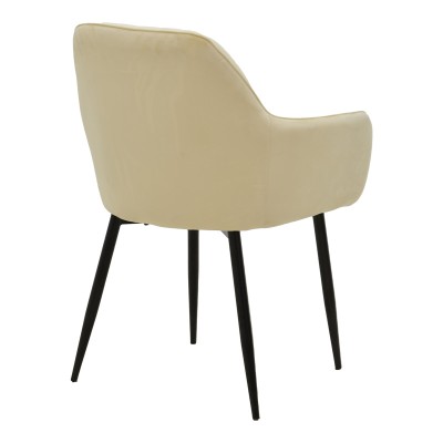 Πολυθρόνα Noor pakoworld μπεζ βελούδο με πόδι μετάλλου σε μαύρη απόχρωση 58x58x86εκ | 2 τμχ