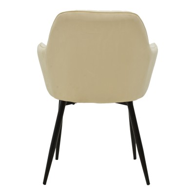 Πολυθρόνα Noor pakoworld μπεζ βελούδο με πόδι μετάλλου σε μαύρη απόχρωση 58x58x86εκ | 2 τμχ