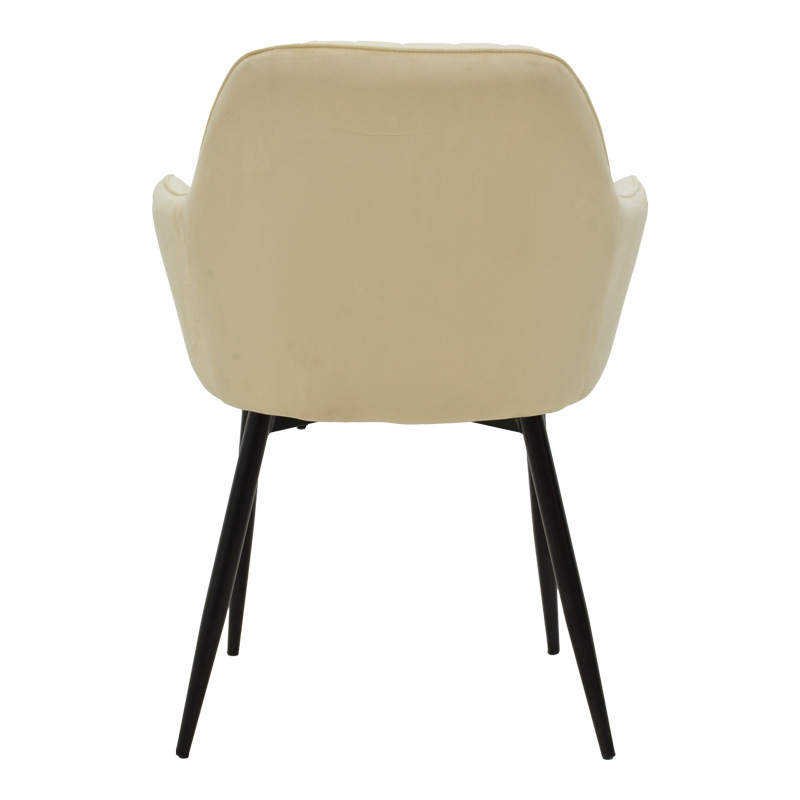 Πολυθρόνα Noor pakoworld μπεζ βελούδο με πόδι μετάλλου σε μαύρη απόχρωση 58x58x86εκ | 2 τμχ