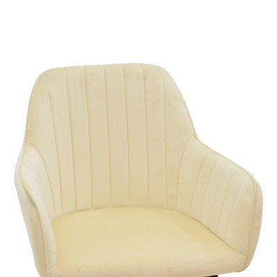 Πολυθρόνα Noor pakoworld μπεζ βελούδο με πόδι μετάλλου σε μαύρη απόχρωση 58x58x86εκ | 2 τμχ