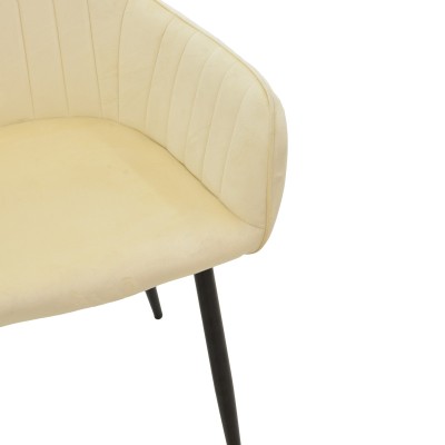 Πολυθρόνα Noor pakoworld μπεζ βελούδο με πόδι μετάλλου σε μαύρη απόχρωση 58x58x86εκ | 2 τμχ