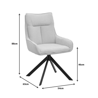 Πολυθρόνα Konelian pakoworld περιστρεφόμενη μπεζ ύφασμα με πόδι μετάλλου σε μαύρη απόχρωση 54x63x88εκ | 2 τμχ