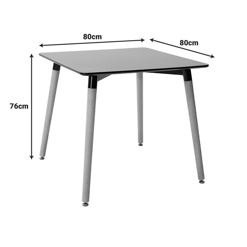 Τραπέζι Natali pakoworld μαύρο MDF με πόδια σε φυσική απόχρωση 80x80x76εκ