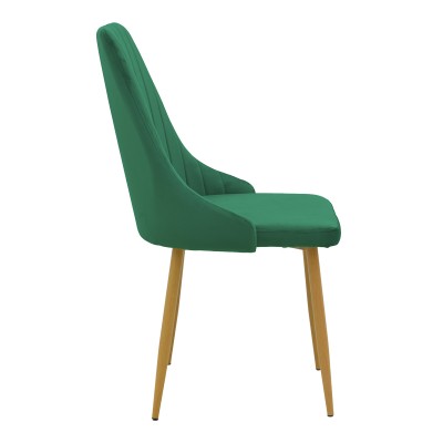 Καρέκλα Azori pakoworld κυπαρισσί βελούδο με μεταλλικό πόδι σε φυσική απόχρωση 49x55x85εκ | 2 τμχ